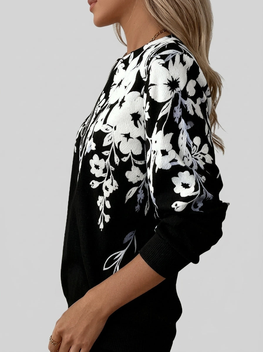 Paqui - Sudadera con Cremallera y Estampado Floral