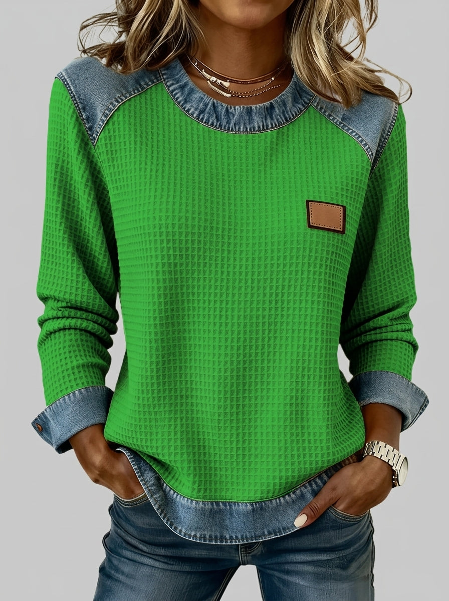 Mercedes - Sudadera de Punto con Diseño de Retazos