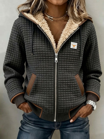 Sandra - Chaqueta Acolchada con Capucha, Cremallera y Forro de Sherpa