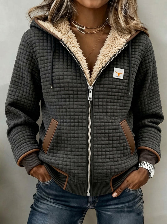 Sandra - Chaqueta Acolchada con Capucha, Cremallera y Forro de Sherpa