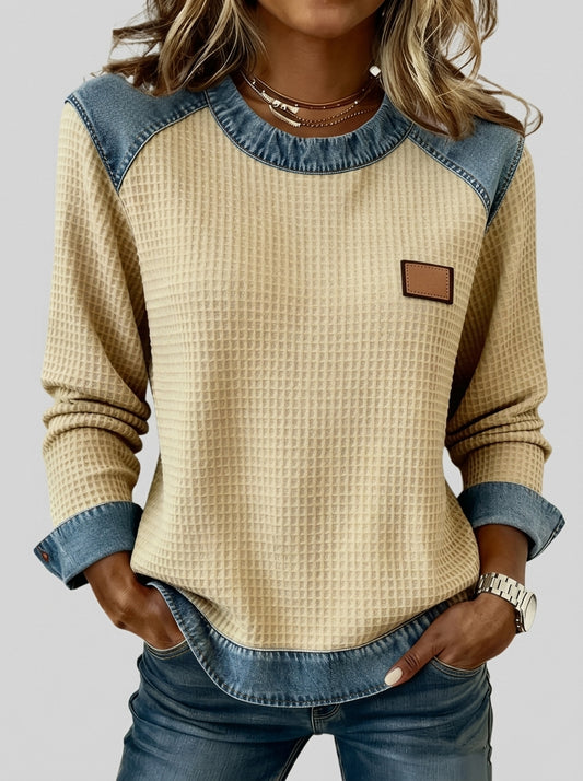 Mercedes - Sudadera de Punto con Diseño de Retazos