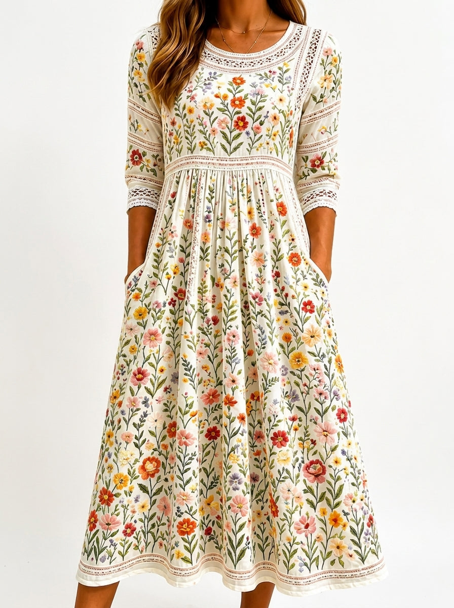 María - Vestido Midi Estampado Floral