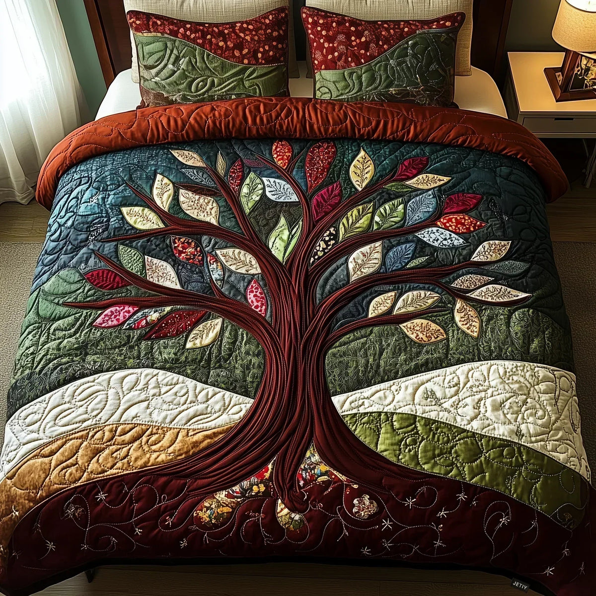 Juego de Cama Acolchado de 3 Piezas - Abrazo de la Naturaleza