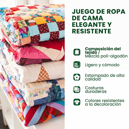Juego de Cama Acolchado de 3 Piezas - Amanecer sobre los cactus