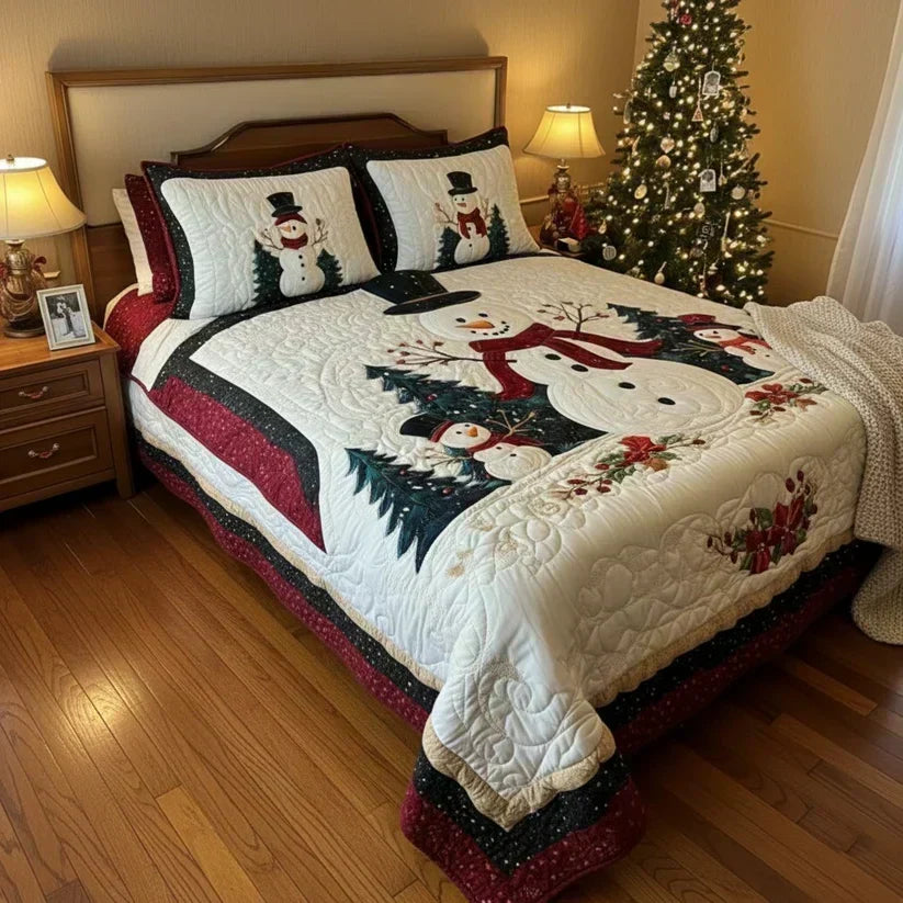 Juego de Cama Acolchado de 3 Piezas - Amigos de la Nieve
