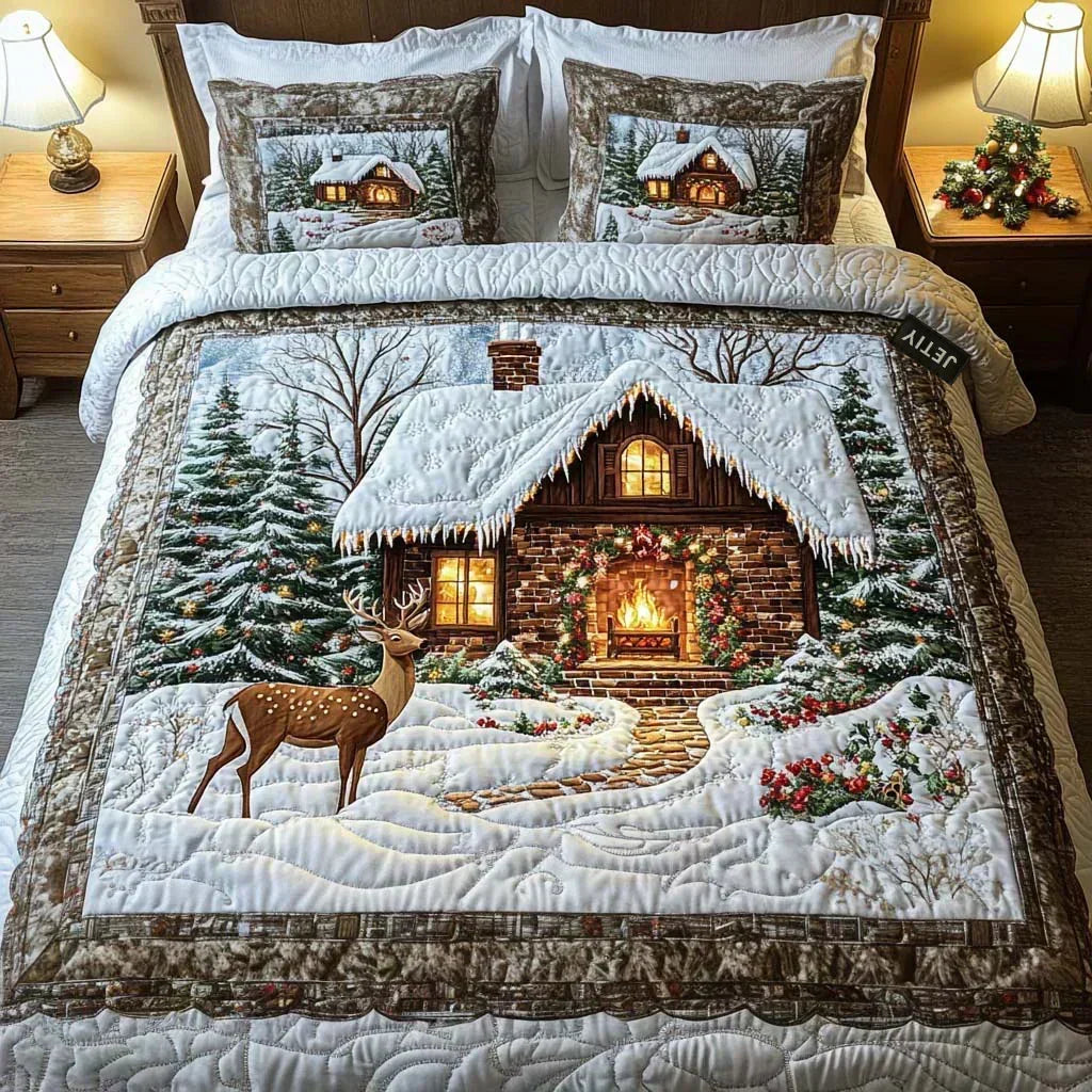 Juego de Cama Acolchado de 3 Piezas- Cabaña Acogedora