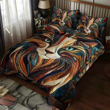 Juego de Cama Acolchado de 3 Piezas - Dulces Ronroneos