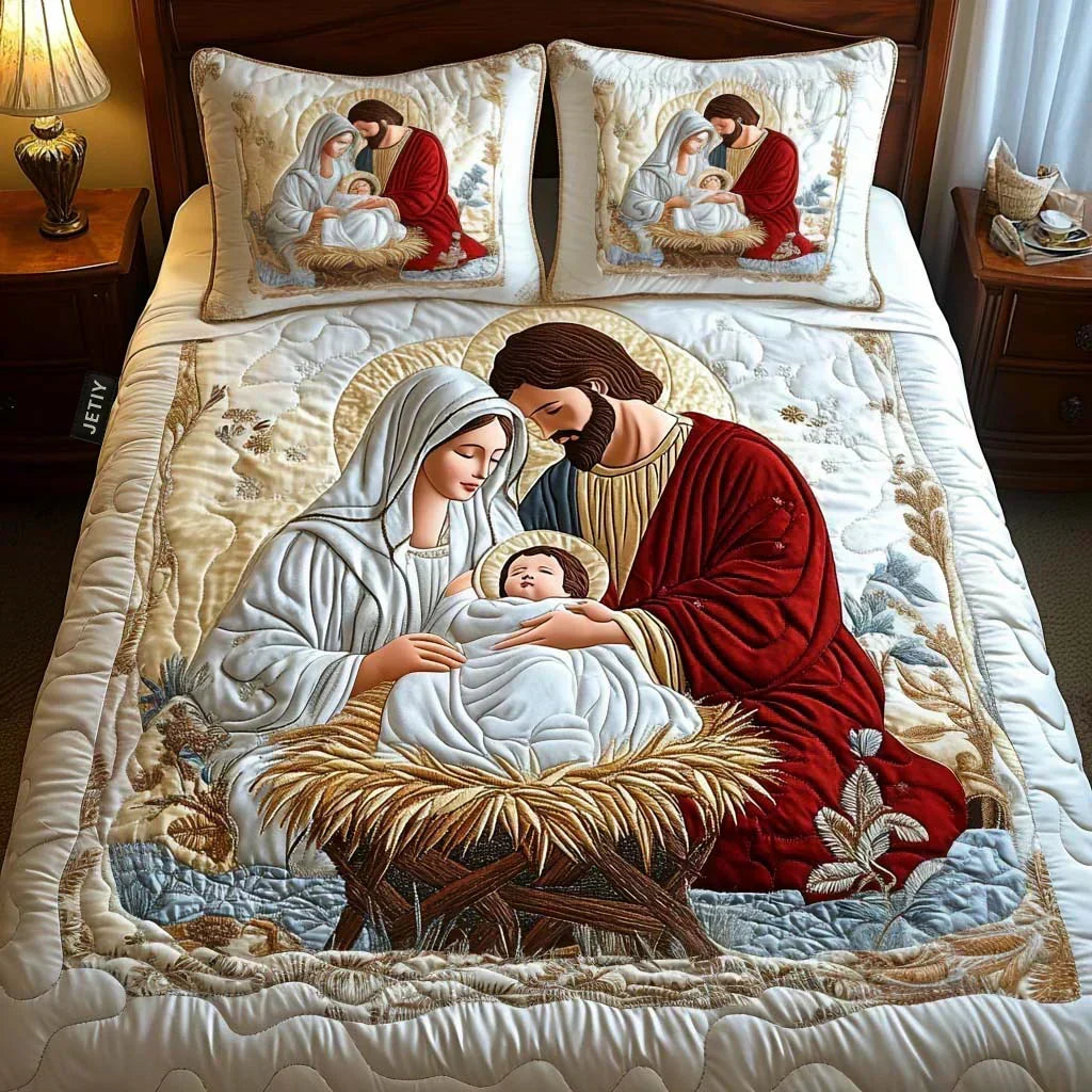 Juego de Cama Acolchado de 3 Piezas - Magia de Papá Noel