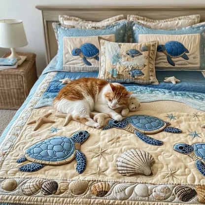 Juego de Cama Acolchado de 3 Piezas - Olas del océano