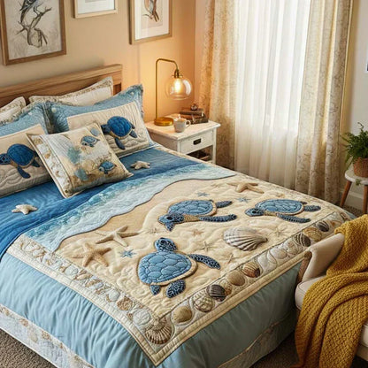 Juego de Cama Acolchado de 3 Piezas - Olas del océano