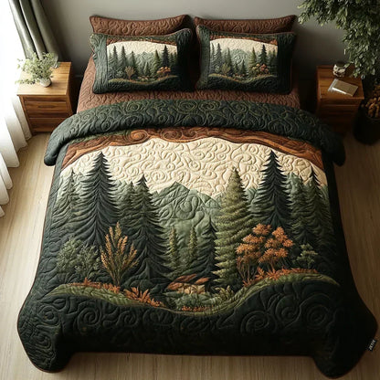 Juego de Cama Acolchado de 3 Piezas- Paseo por el Bosque