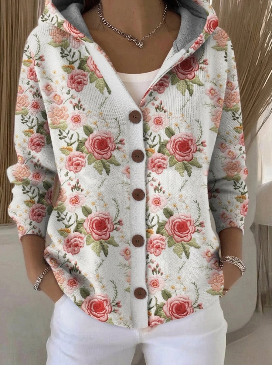Paloma - Chaqueta de Punto Estampada con Capucha