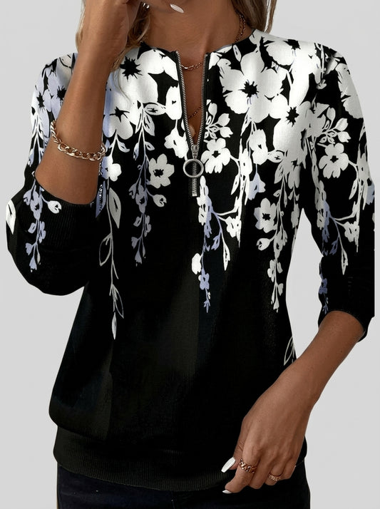 Paqui - Sudadera con Cremallera y Estampado Floral