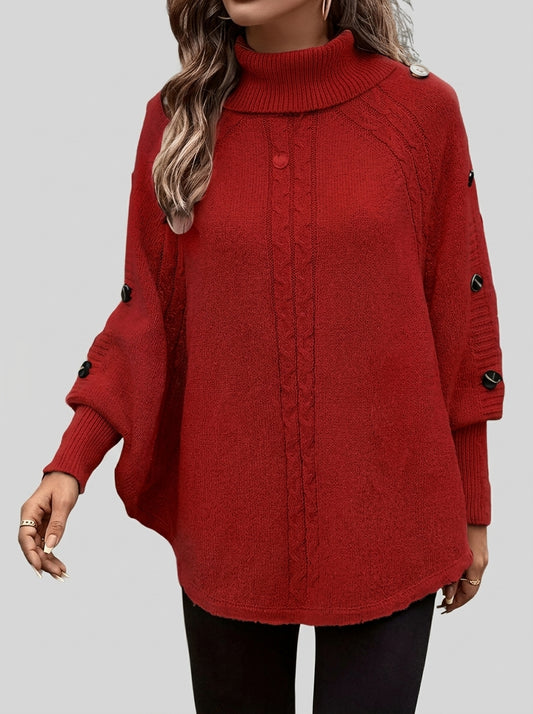 Eva - Jersey de Cuello Alto con Punto Trenzado