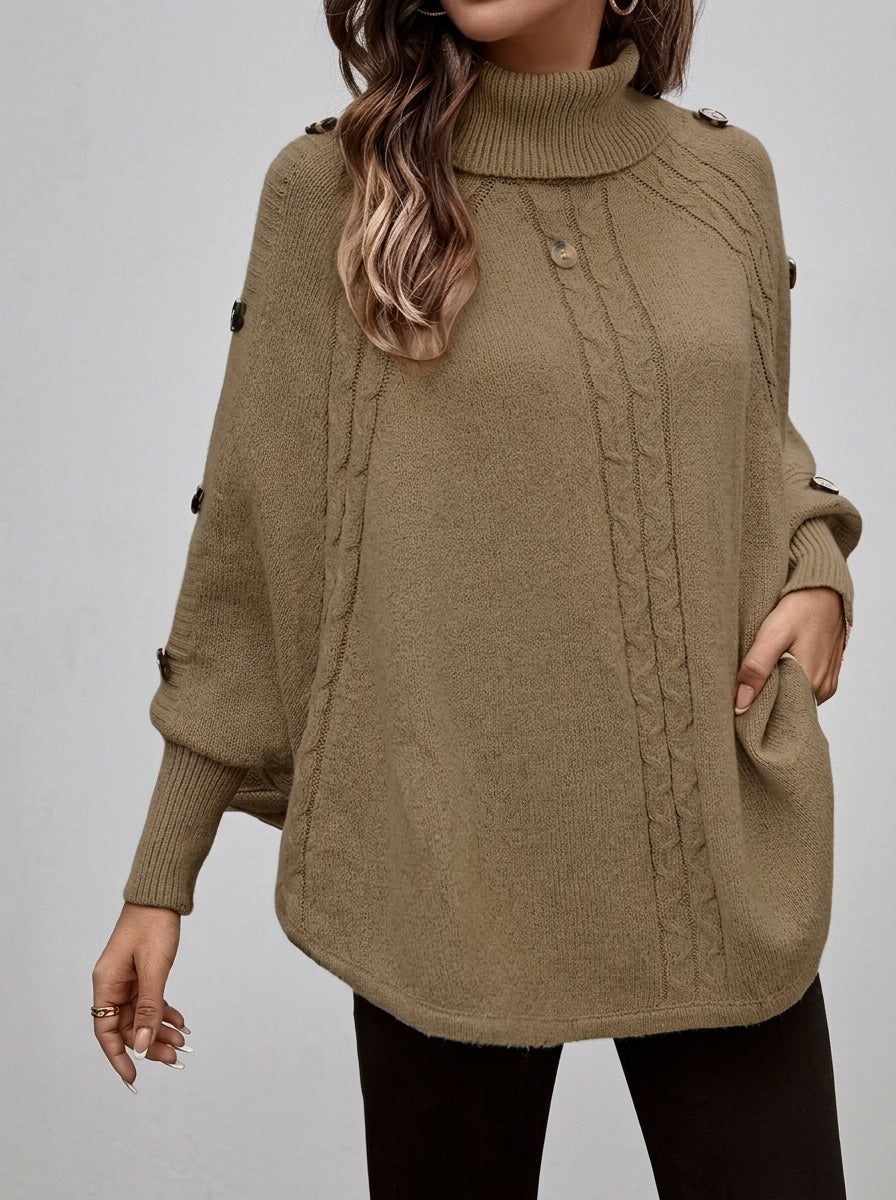 Eva - Jersey de Cuello Alto con Punto Trenzado