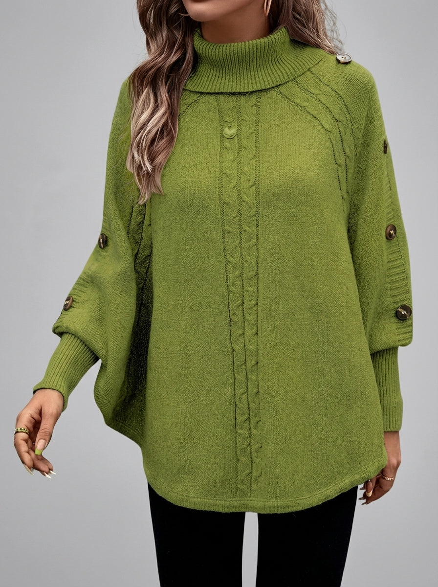 Eva - Jersey de Cuello Alto con Punto Trenzado