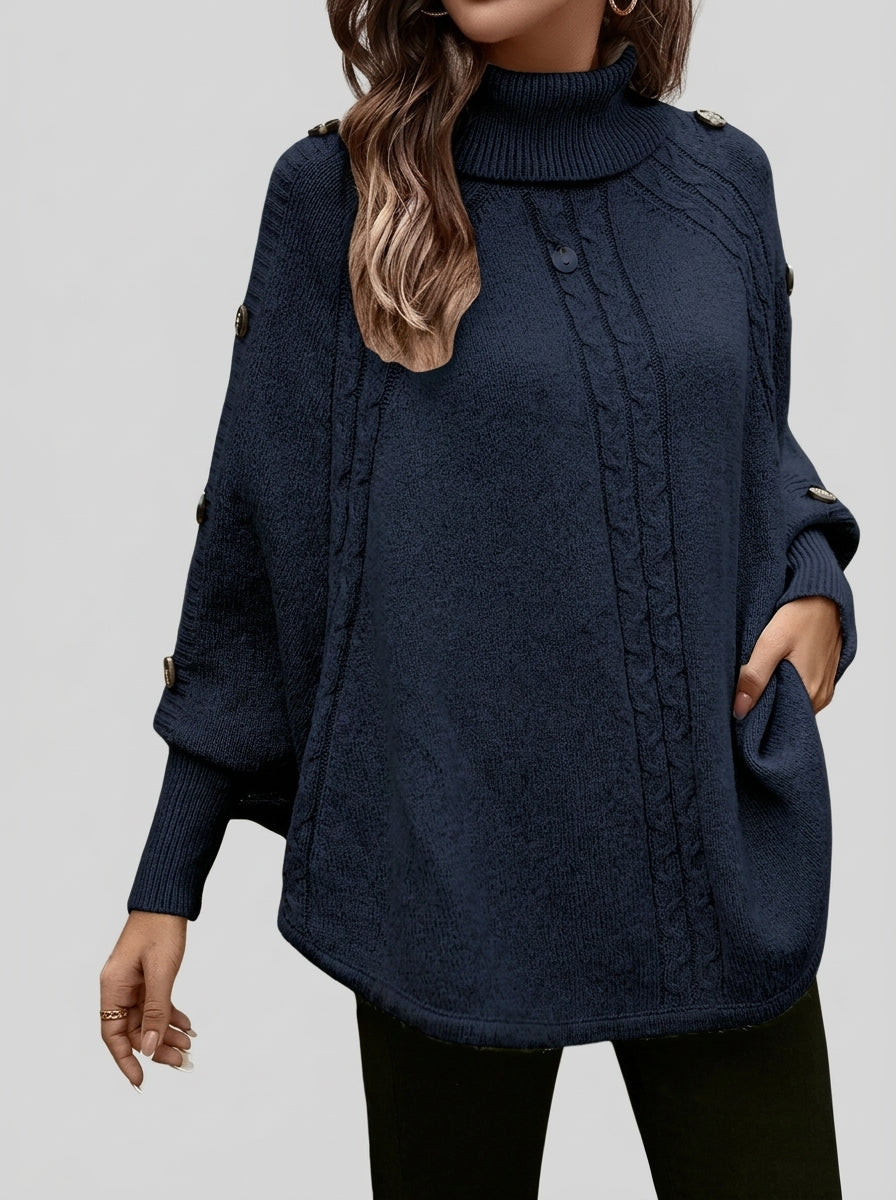 Eva - Jersey de Cuello Alto con Punto Trenzado