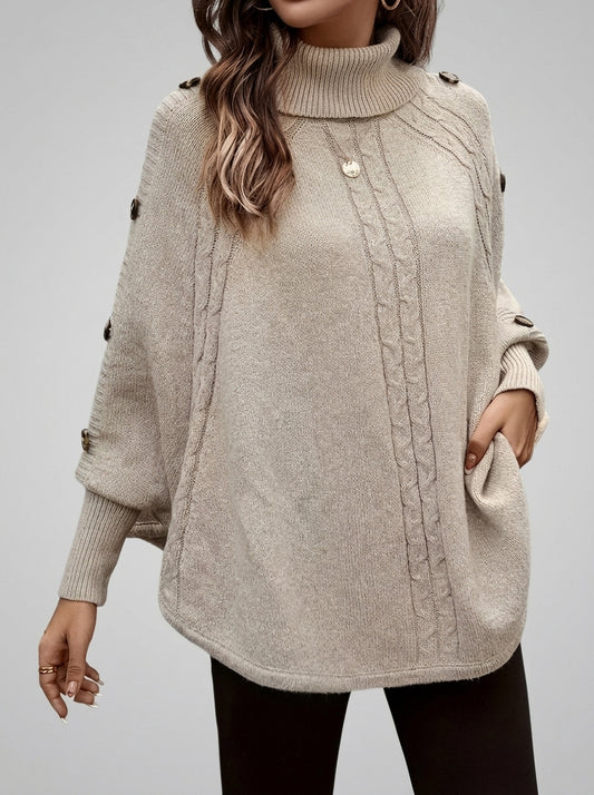 Eva - Jersey de Cuello Alto con Punto Trenzado
