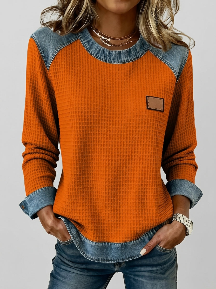 Mercedes - Sudadera de Punto con Diseño de Retazos