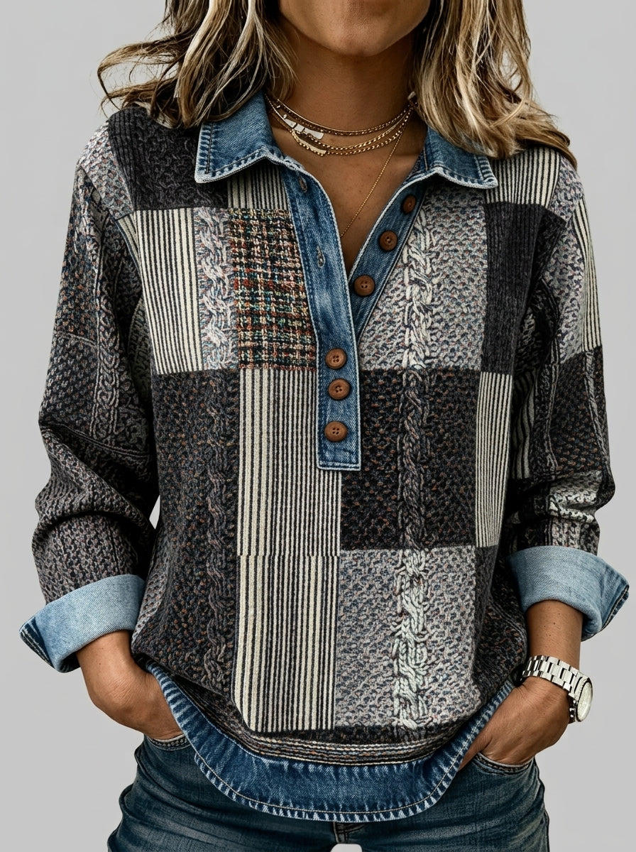 Teresa - Sudadera con Estampado de Cuadros de Color
