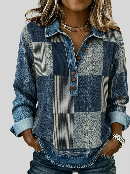 Teresa - Sudadera con Estampado de Cuadros de Color