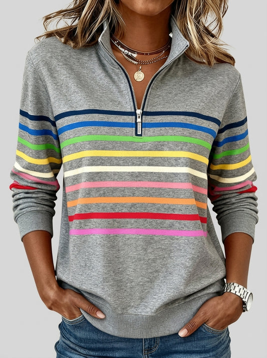 Manuela - Sudadera de Rayas de Colores con Cremallera