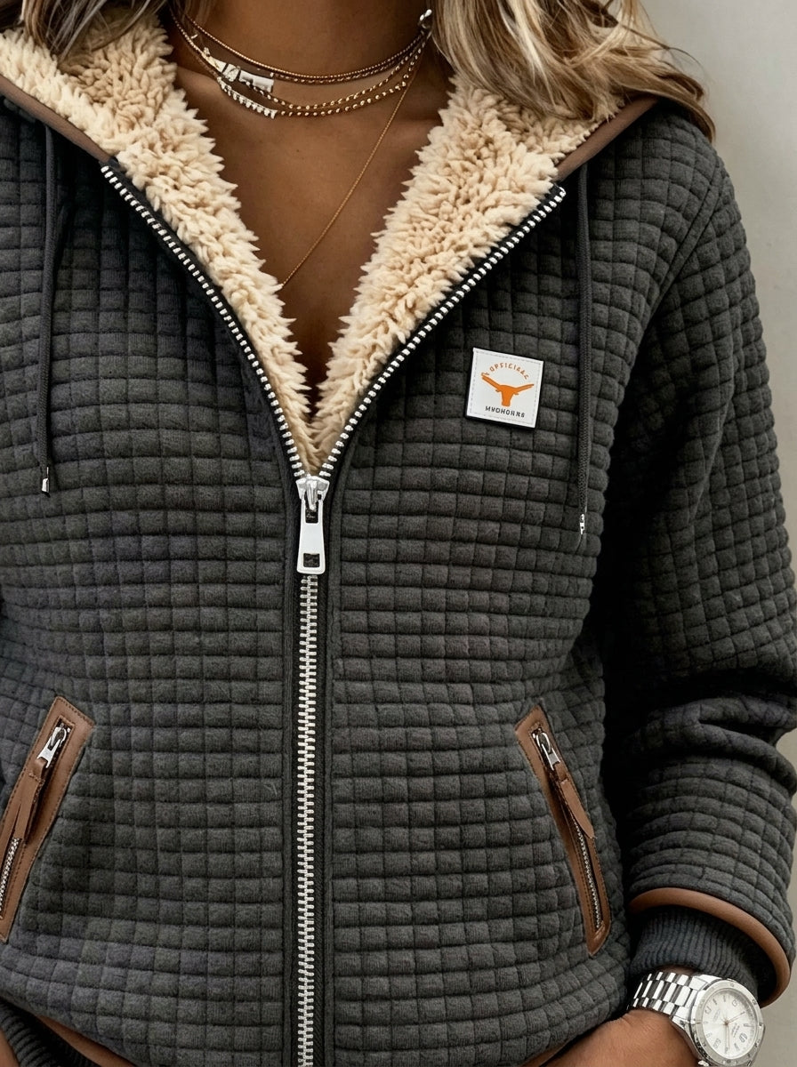 Sandra - Chaqueta Acolchada con Capucha, Cremallera y Forro de Sherpa
