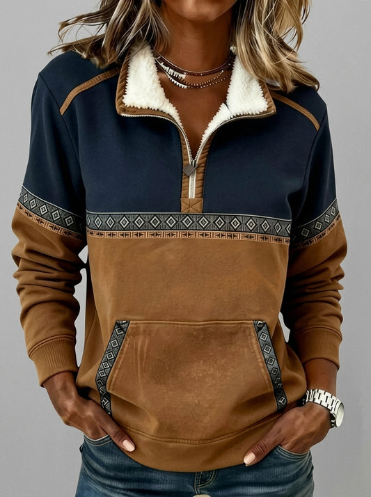 Ana - Jersey con Cuello Sherpa y Media Cremallera