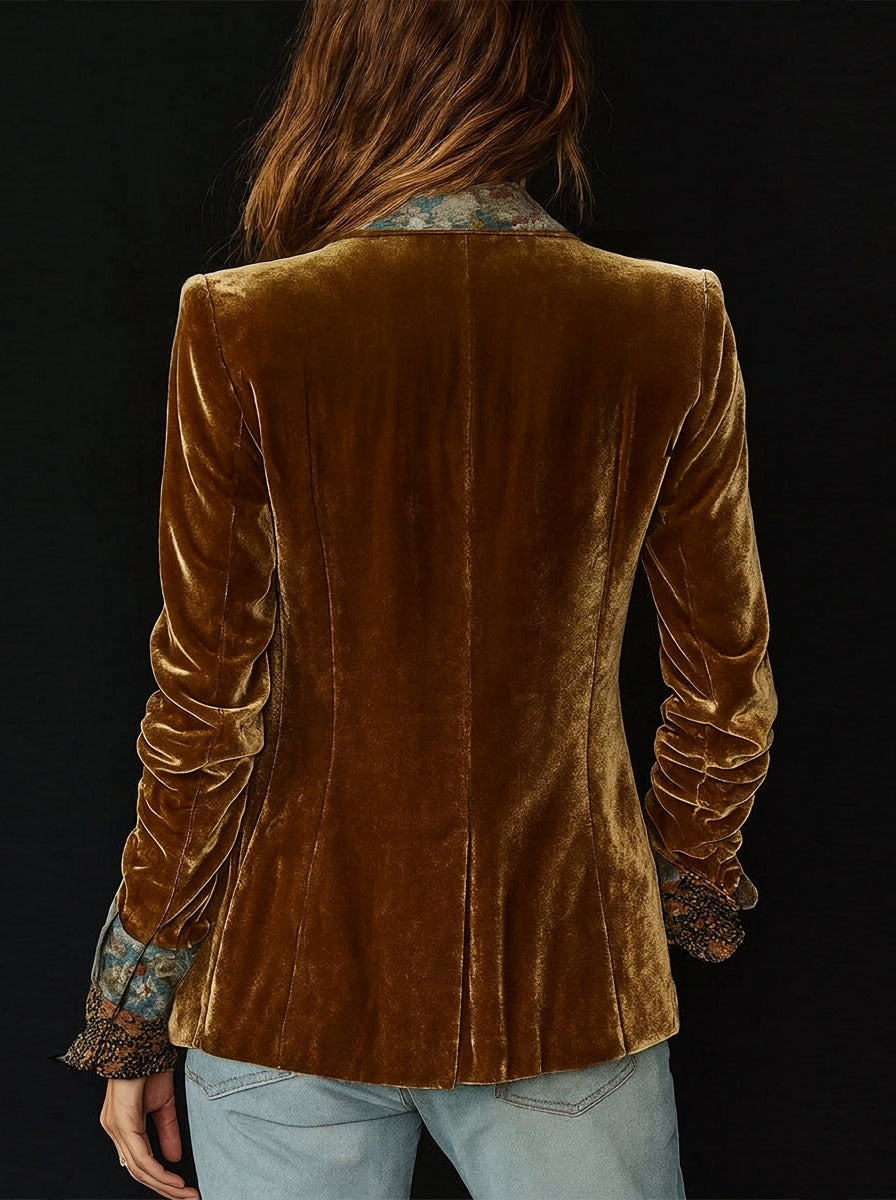 Marcela - Blazer de Patchwork con Estampado Floral Vintage