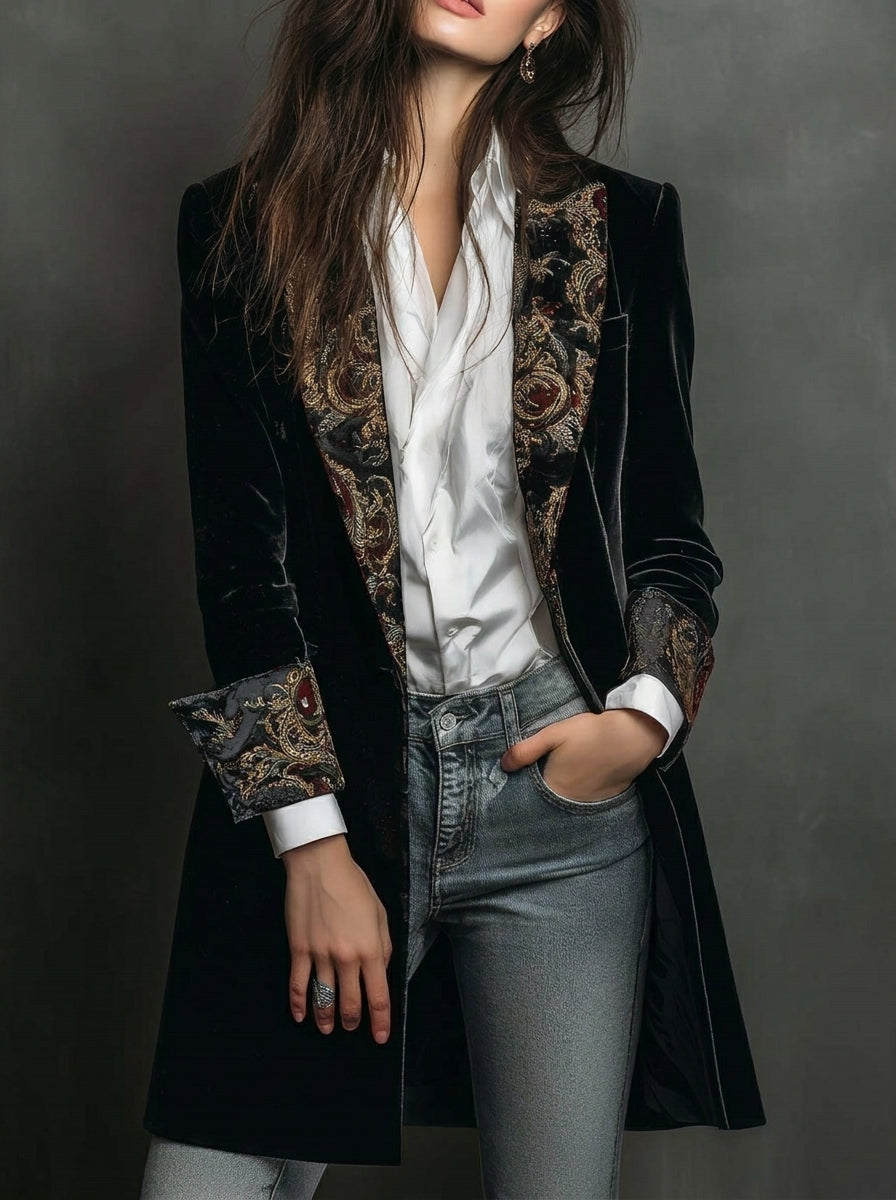 Marta - Blazer de Corte Entallado con Estampado Barroco