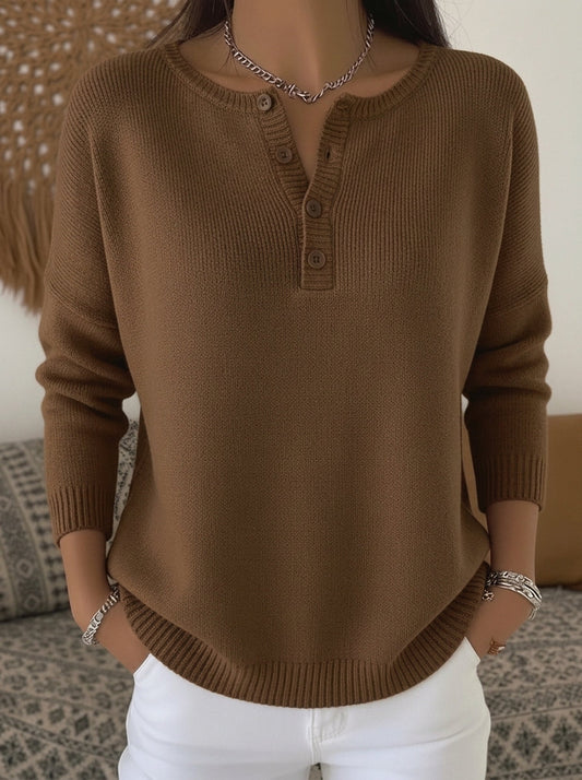 Helena - Jersey de Punto con Botones Henley