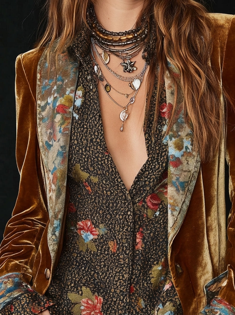Marcela - Blazer de Patchwork con Estampado Floral Vintage