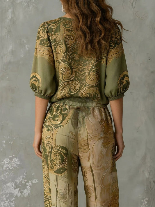 Maribel - Conjunto Elegante con Estampado Bohemio