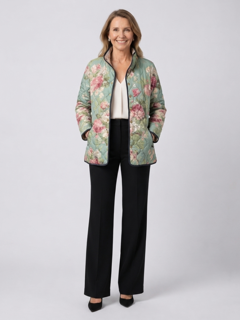 Manuela - Chaqueta Acolchada con Diseño Floral Retro