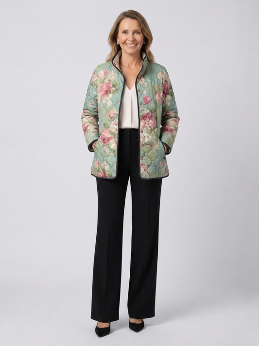 Manuela - Chaqueta Acolchada con Diseño Floral Retro