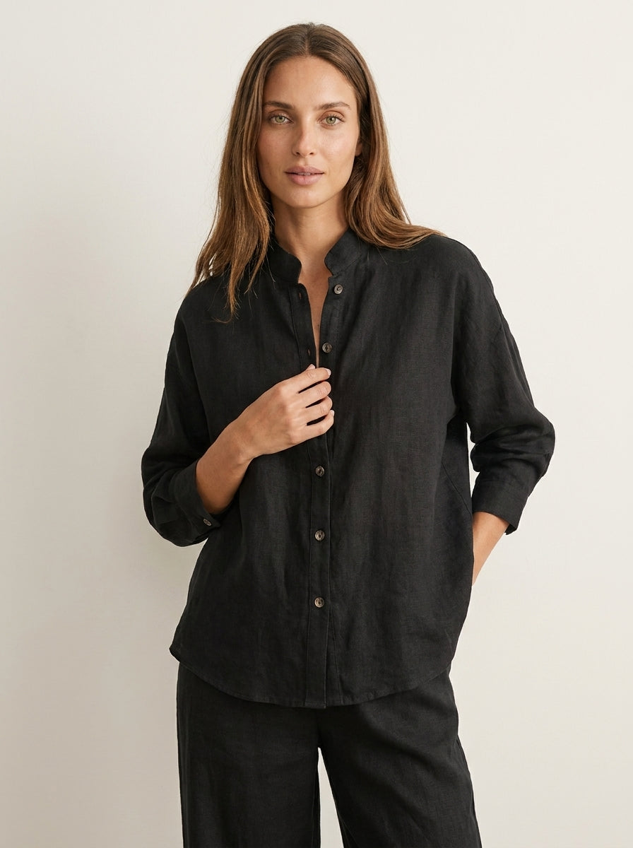 Maribel - Conjunto de Lino con Mangas Murciélago y Pantalón Ancho