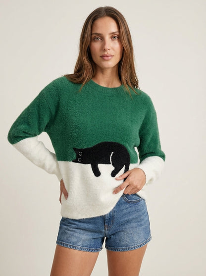 Luna - Sudadera para Mujer con Gráfico de Gato