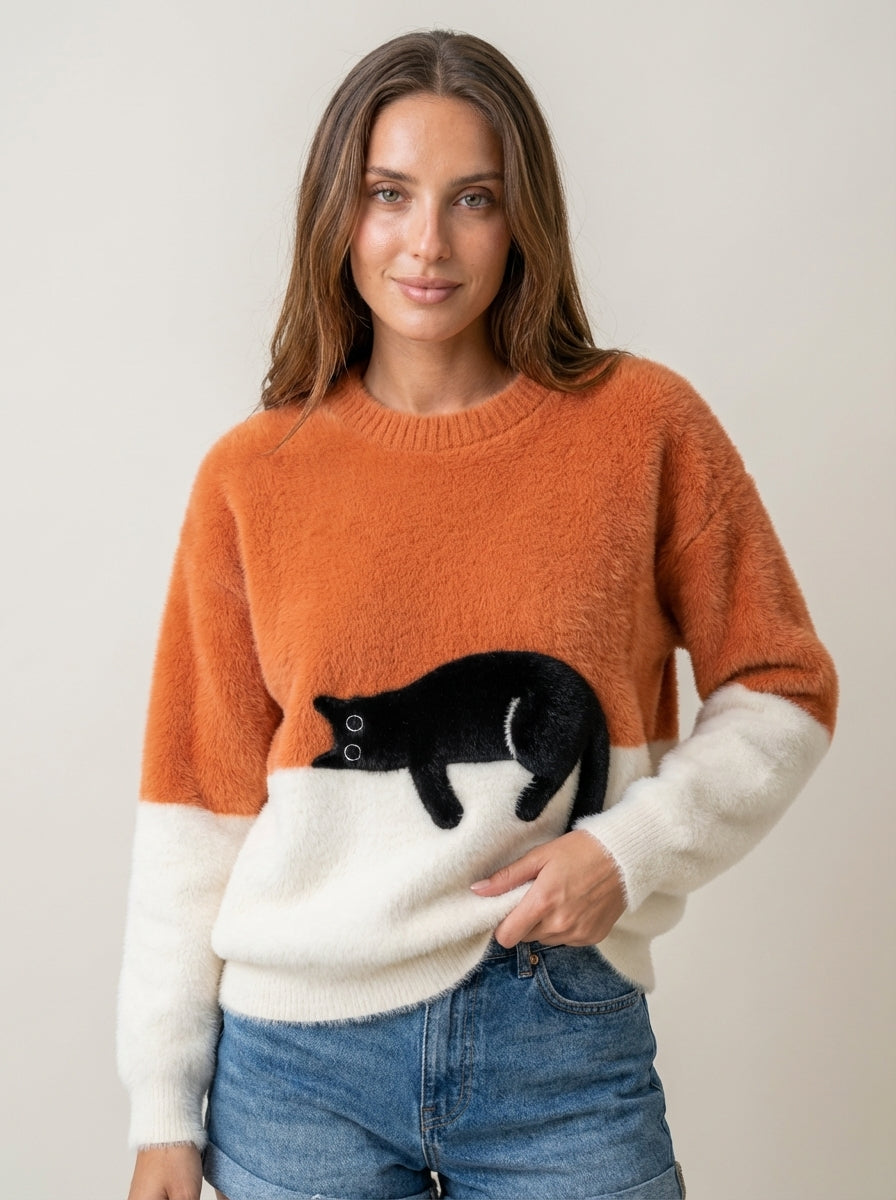 Luna - Sudadera para Mujer con Gráfico de Gato