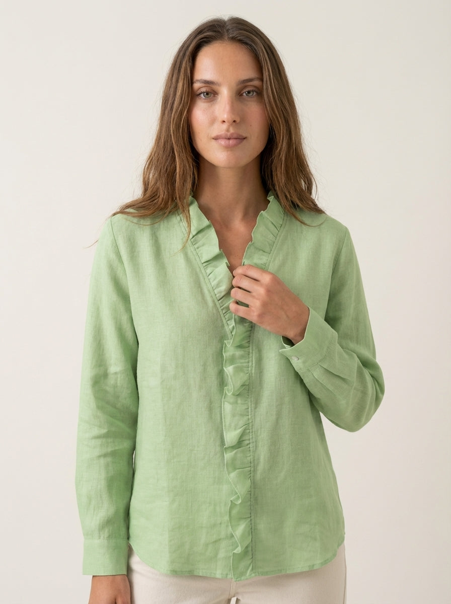 Indie - Blusa con Volantes y Cuello en V