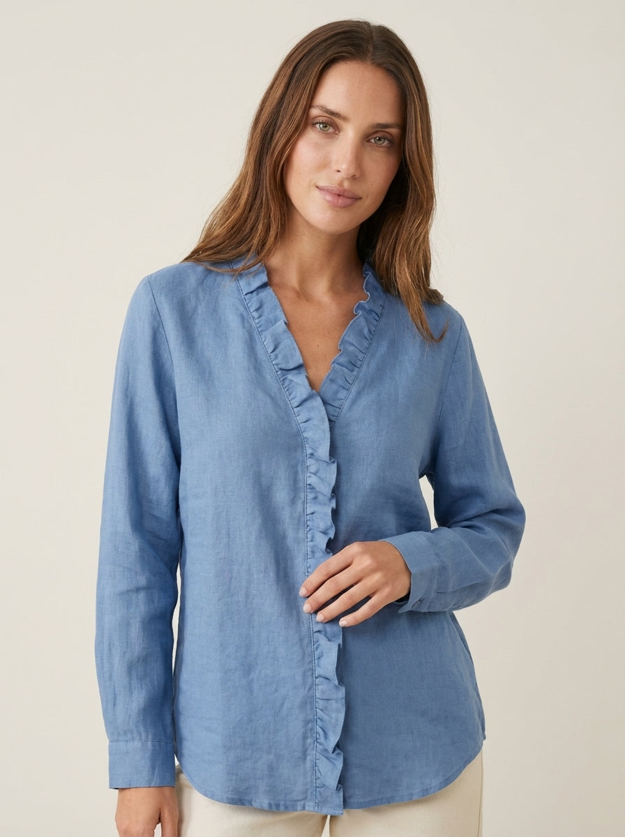 Indie - Blusa con Volantes y Cuello en V