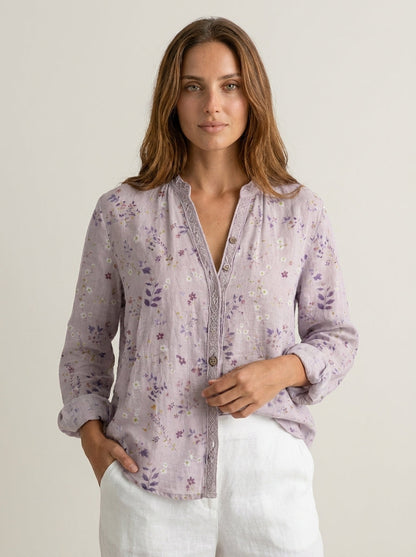 Brianna - Camisa Elegante Vintage con Estampado Floral
