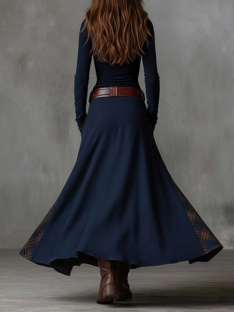 Azucena - Vestido Largo Efecto Ante con Cinturón