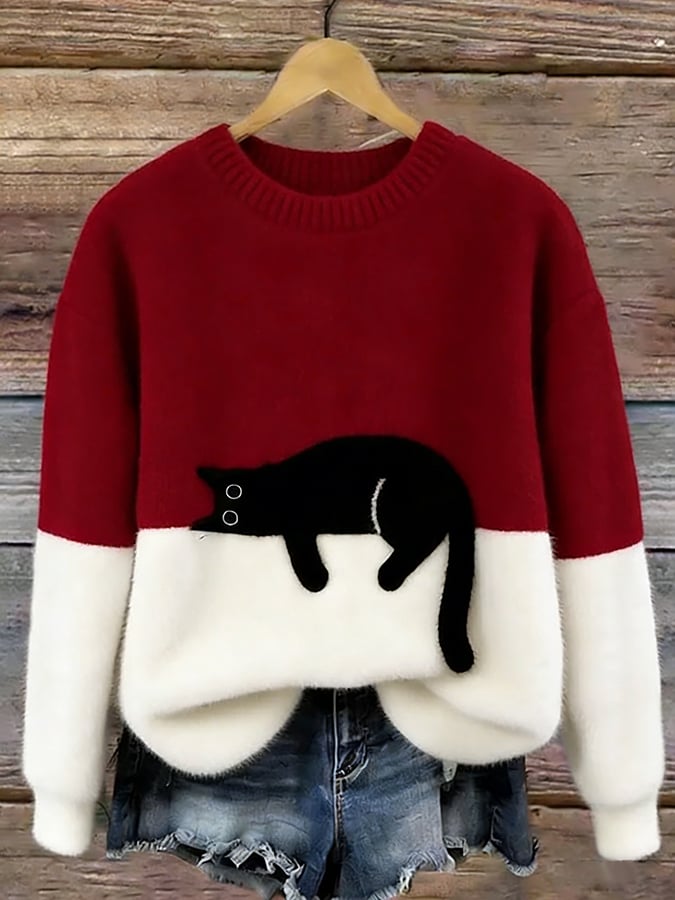 Ana - Jersey Elegante con Diseño de Gato