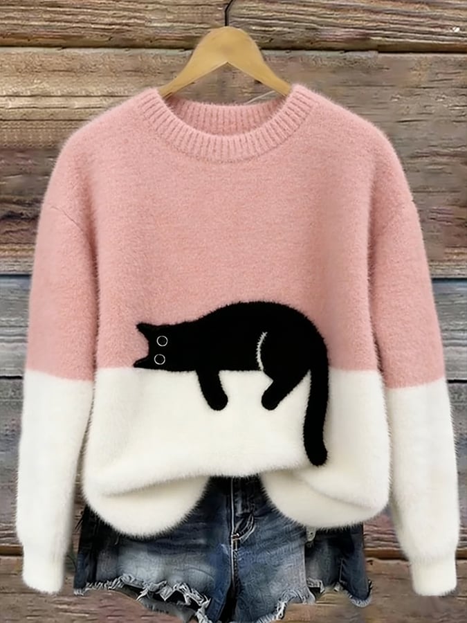 Ana - Jersey Elegante con Diseño de Gato
