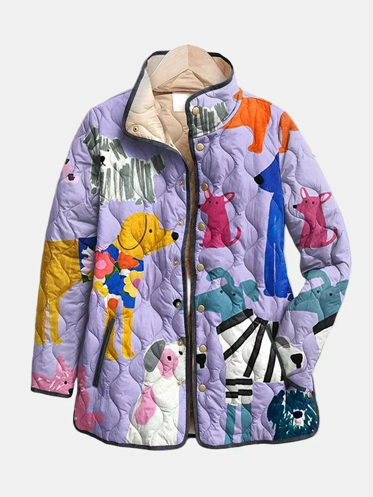 María - Chaqueta Acolchada con Diseño Perruno