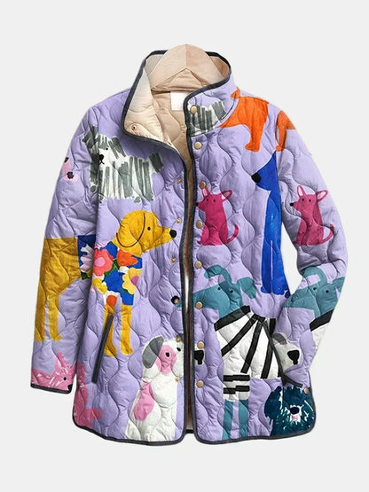 María - Chaqueta Acolchada con Diseño Perruno