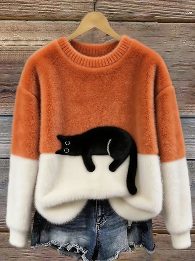 Ana - Jersey Elegante con Diseño de Gato