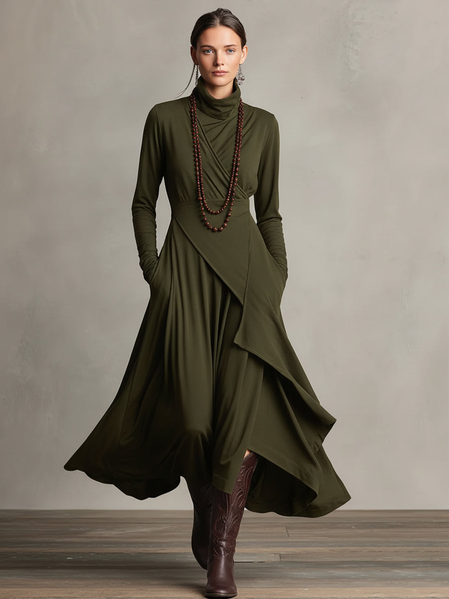 Conchi - Vestido Largo Bohemio con Cuello Alto