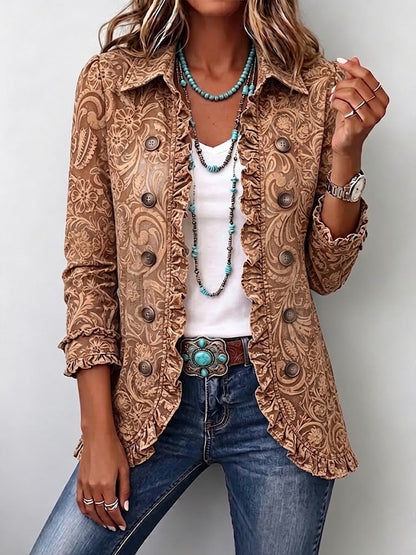 Concepción - Chaqueta Floral Vintage con Volantes