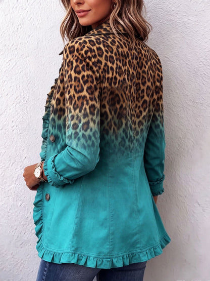 Mercedes - Chaqueta Blazer Leopardo Degradado con Volantes